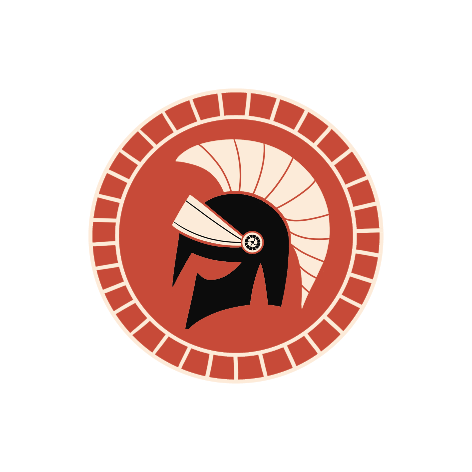 Use army tokens to recruit Phalanges (Phalanx units). Shielded head on a round, red background